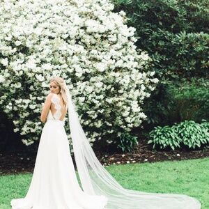 Designer White Cathedral Wedding Veil